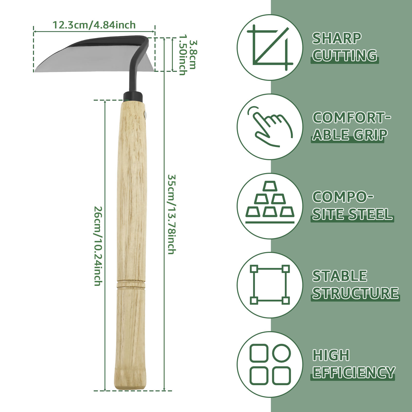 13인치 일본식 제초용 낫 인체공학적 손잡이 제초기 탄 - Gardening Hand Tools Japanese 리뷰 및 가격